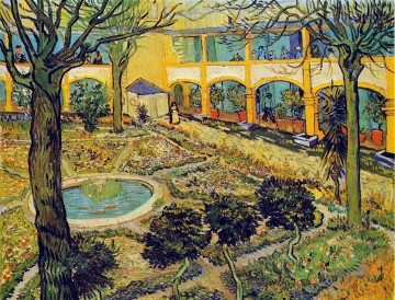  Hospital Canvas - The Courtyard of the Hospital in Arles Vincent van Gogh
